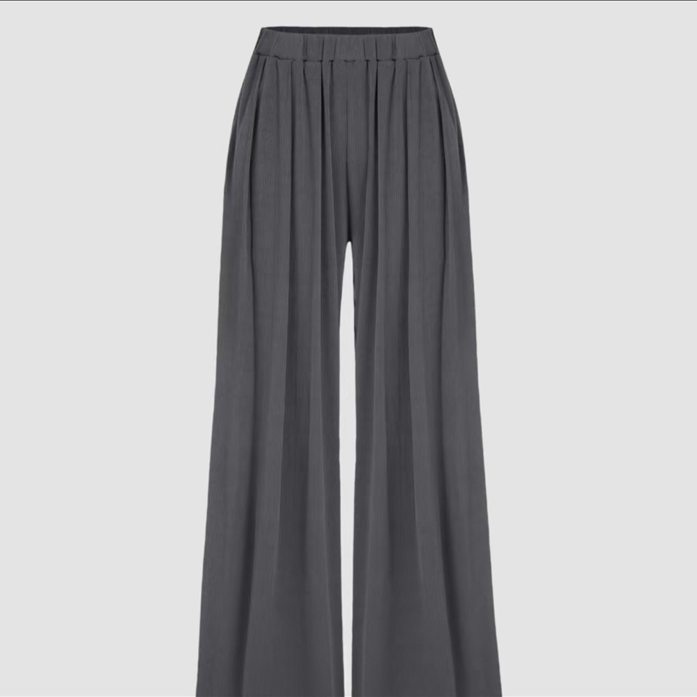 Ribbed wide leg pants with elastic waist